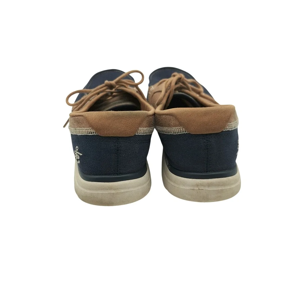 Skechers GoStep Lite Navy Tan Boat Shoes Loafers 136451 Womens 7.5
